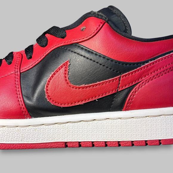 Air Jordan 1 Low “Bred” Black Red Men’s Sneakers - Size 8 - Picture 8 of 8